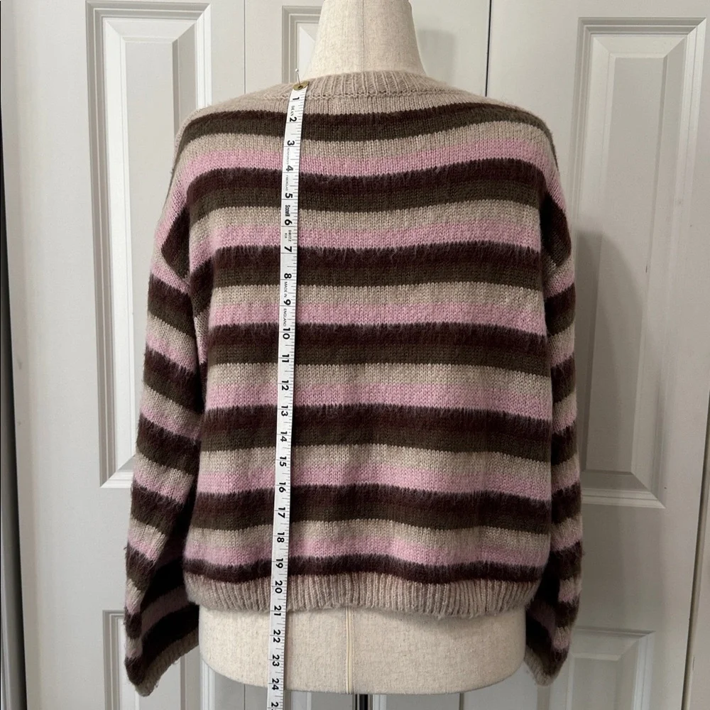 EDIKTED Striped Oversized Cropped Sweater in Pink and Brown/Beige Mix -Size M/L - Picture 8 of 13